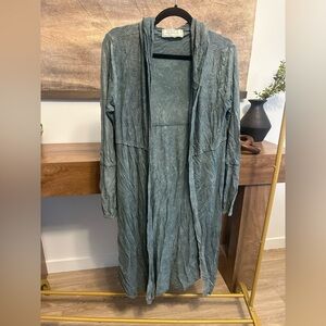 Sinuous green hooded cardigan with pockets Size XS